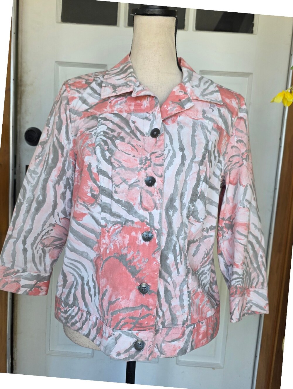 Chico's Cotton Button-Up Jacket, Size 1/ MEDIUM